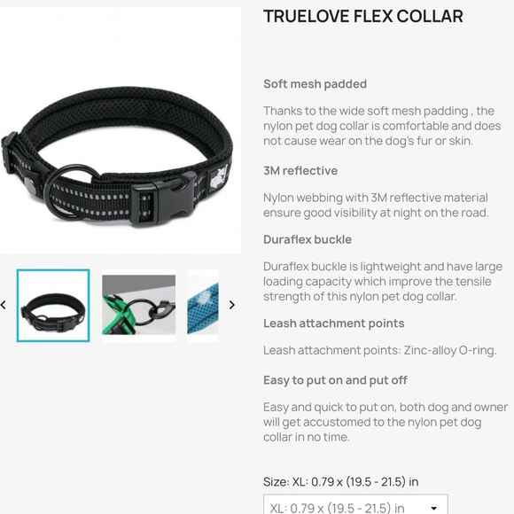 NEW Black Dog Collar FLEX Reflective Trim XL - Picture 2 of 14